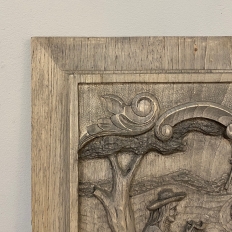 Pair Antique French Carved Wood Painted Panels