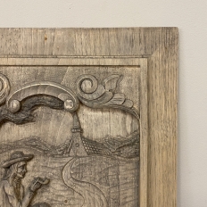 Pair Antique French Carved Wood Painted Panels