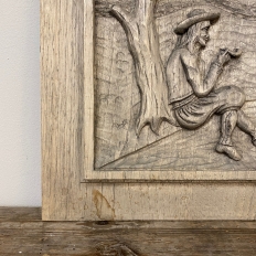 Pair Antique French Carved Wood Painted Panels