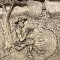 Pair Antique French Carved Wood Painted Panels