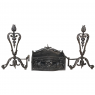 19th Century Wrought Iron Andiron & Firebox Set