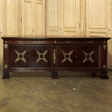 Grand Antique French Empire Style Mahogany Buffet with Bronze Ormolu