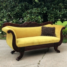 Mid-19th Century French Louis Philippe Period Mahogany Sofa with Mohair
