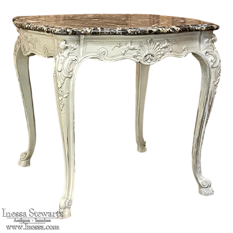 19th Century French Regence Painted Marble Top Table