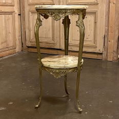 Mid-Century French Onyx & Brass Lamp Table