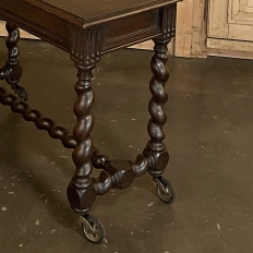 19th Century French Barley Twist Writing Table on Wheels