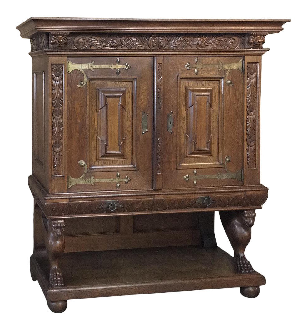 19th Century Dutch Hand Carved Renaissance Raised Cabinet