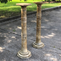 PAIR 19th Century Solid Marble Louis XVI Pedestals ~ Columns