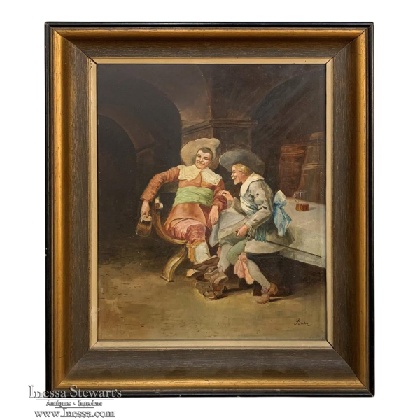 19th Century Renaissance Revival Period Framed Oil Painting on Board