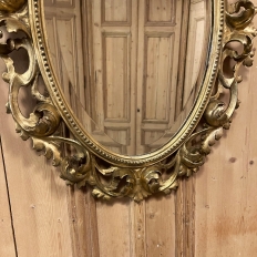 Antique Italian Baroque Hand-Carved Giltwood Mirror
