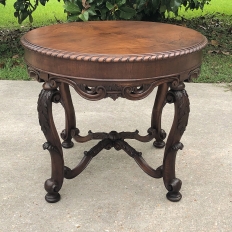 Antique French Renaissance Walnut Round End Table