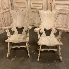 Pair Mid-Century Solid Wood Sculpted Armchairs