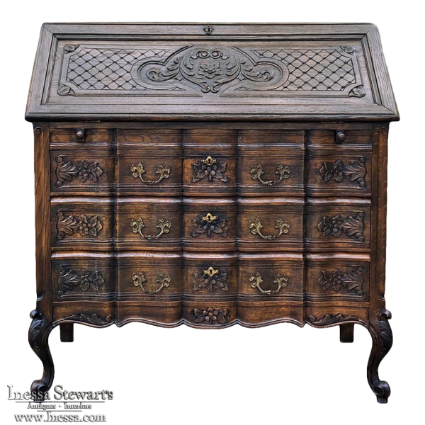 Antique Country French Louis XIV Drop Front Secretary