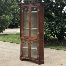 19th Century French Neoclassical Walnut Corner Display Cabinet