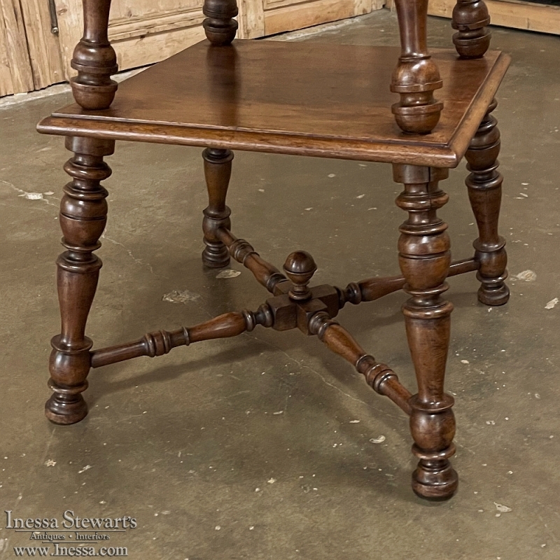 Antique Rustic French Walnut Drop Leaf End Table