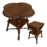 Antique Rustic French Walnut Drop Leaf End Table