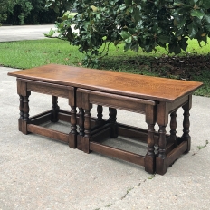 Antique Rustic Country French Nesting Coffee Table Set