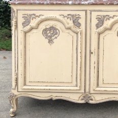 19th Century French Louis XV Painted Marble Top Serpentine Buffet