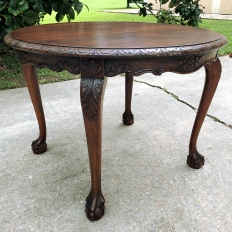 Antique English Chippendale Walnut Round Coffee Table ~ End Table
