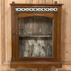 Antique Swedish Wall Cabinet with Hand-Painted Tiles