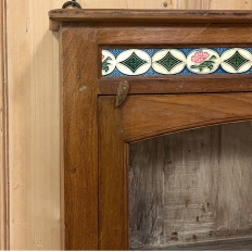 Antique Arts & Crafts Wall Cabinet with Hand-Painted Tiles
