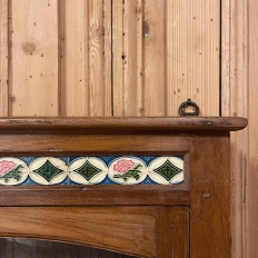 Antique Arts & Crafts Wall Cabinet with Hand-Painted Tiles
