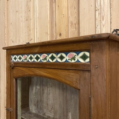 Antique Arts & Crafts Wall Cabinet with Hand-Painted Tiles