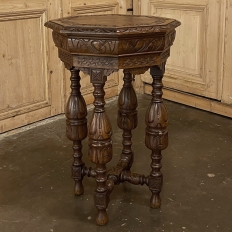 Antique French Renaissance Octagonal Petite End Table ~ Lamp Table