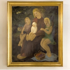 “Maternité” Framed Oil Painting on Canvas by Marcel Dumont ~ Dated 1943 