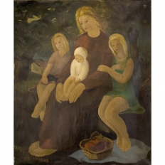 “Maternité” Framed Oil Painting on Canvas by Marcel Dumont ~ Dated 1943 