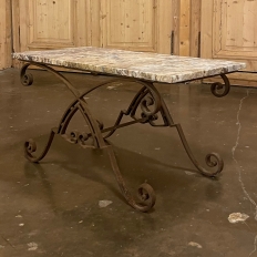 Antique Art Deco Period Wrought Iron & Marble Coffee Table