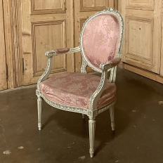 Pair 19th Century French Louis XVI Painted Armchairs