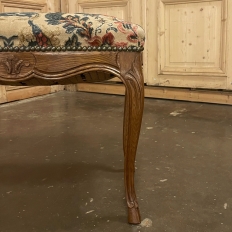 Antique Country French Carved Footstool with Tapestry