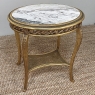 19th Century French Louis XVI Gilded Marble Top End Table