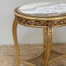 19th Century French Louis XVI Gilded Marble Top End Table