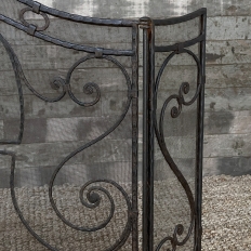 Antique French Wrought Iron Folding Fire Screen