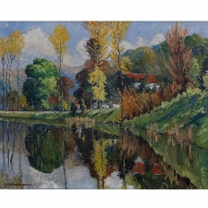 Antique Framed Oil Painting on Canvas by L. VanMeerbeek