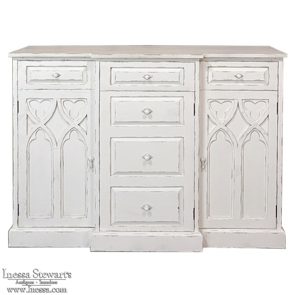 Reproduction Rustic Painted Neo-Gothic Buffet