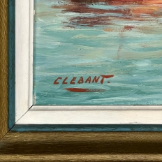 Framed Mid-Century Modernist Oil Painting by Clebant