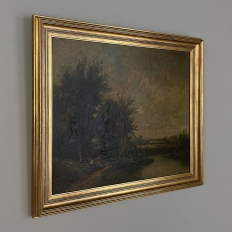 19th Century Framed Oil Painting on Canvas by V. Dupre