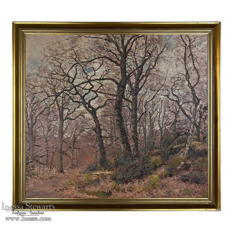 Antique Framed Oil Painting on Canvas by Joseph Caron (1866-1944)