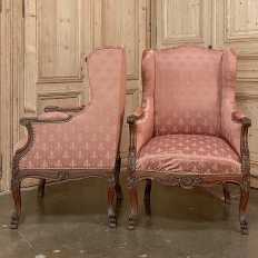 Pair Antique French Louis XV Bergeres ~ Armchairs
