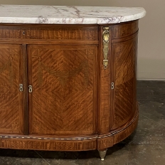 Antique French Louis XVI Demilune Mahogany Marble Top Buffet