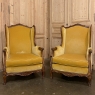 Pair Antique French Louis XV Wingback Bergeres ~ Armchairs