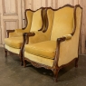Pair Antique French Louis XV Wingback Bergeres ~ Armchairs