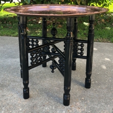 Antique Copper Top Folding End Table