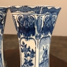 Pair Antique Boch Hand-Painted Blue & White Vases