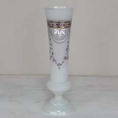 Antique Hand-Painted Opaline Glass Flower Vase