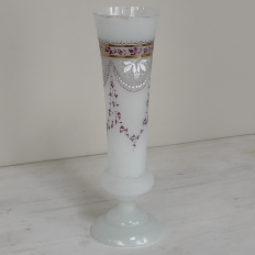 Antique Hand-Painted Opaline Glass Flower Vase
