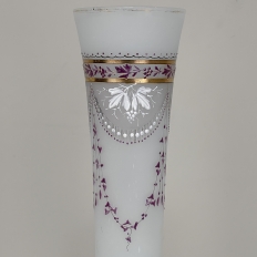 Antique Hand-Painted Opaline Glass Flower Vase